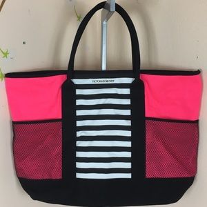 Victoria Secret Pink Black Tote with Side Pockets
